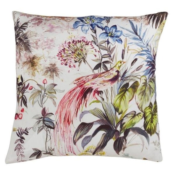 Saro Lifestyle SARO 1760.M20S 20 in. Cabane Square Linen Down Filled Throw Pillow with Tropical Print - Multi Color 1760.M20S